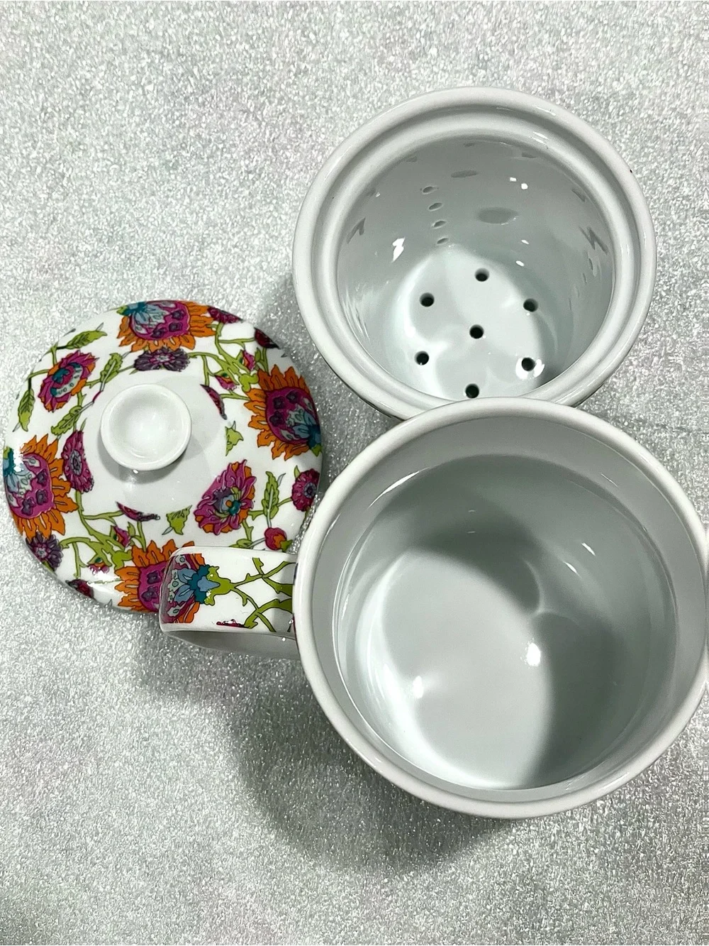 3-pc World Market Teacup, Loose-Leaf Infuser, and Lid 6” Combo | 12 oz. | Boho